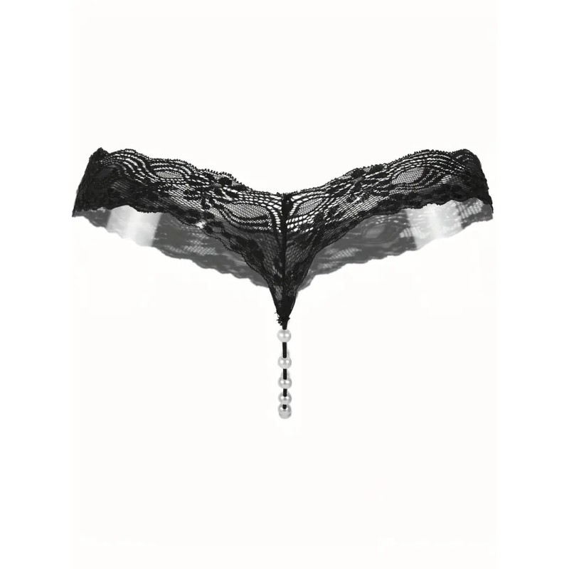 Love Market G-string με Πέρλες Designer Μαύρο Strings
