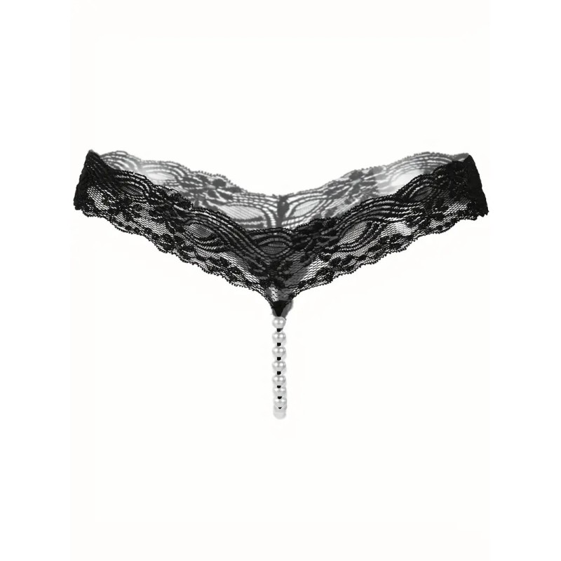 Love Market G-string με Πέρλες Designer Μαύρο Strings