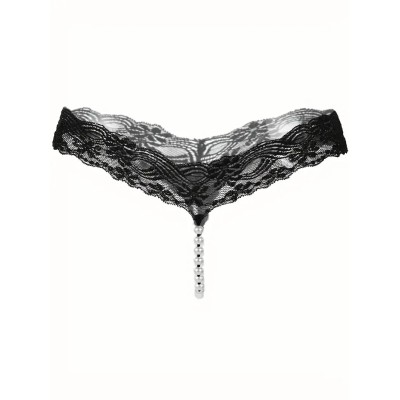 G-string With Pearl Chain Designer Black G-string With Pearl Chain Designer Black