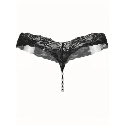 G-string With Pearl Chain Designer Black G-string With Pearl Chain Designer Black