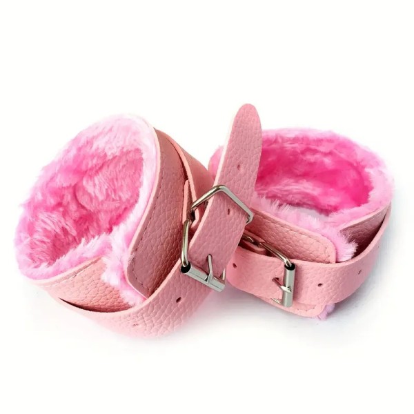 Leather Cuffs Fur Lined Pink Leather Cuffs Fur Lined Pink