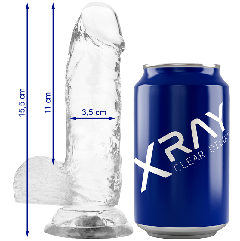 Jelly Dildo with Balls XRAY 15.5cm Clear