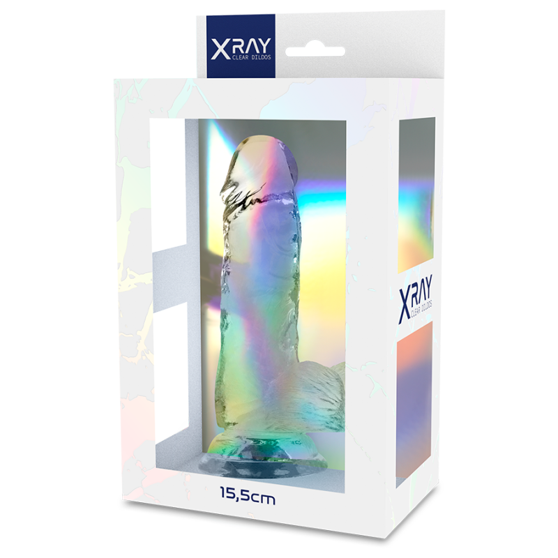 Jelly Dildo with Balls XRAY 15.5cm Clear