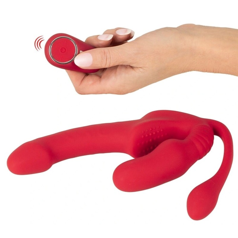 Γυναικείο Τριπλό Strapless Strap-On με Δόνηση You2Toys 23cm Κόκκινο You2Toys Γυναικείο Τριπλό Strapless Strap-On με Δόνηση You2Toys 23cm Κόκκινο Γυναικεία Strap-On