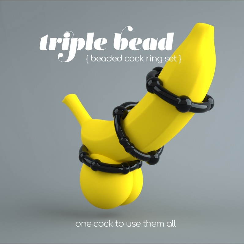  Δαχτυλίδια Πέους Σετ Crushious Triple Bead 3 τμχ Μαύρα