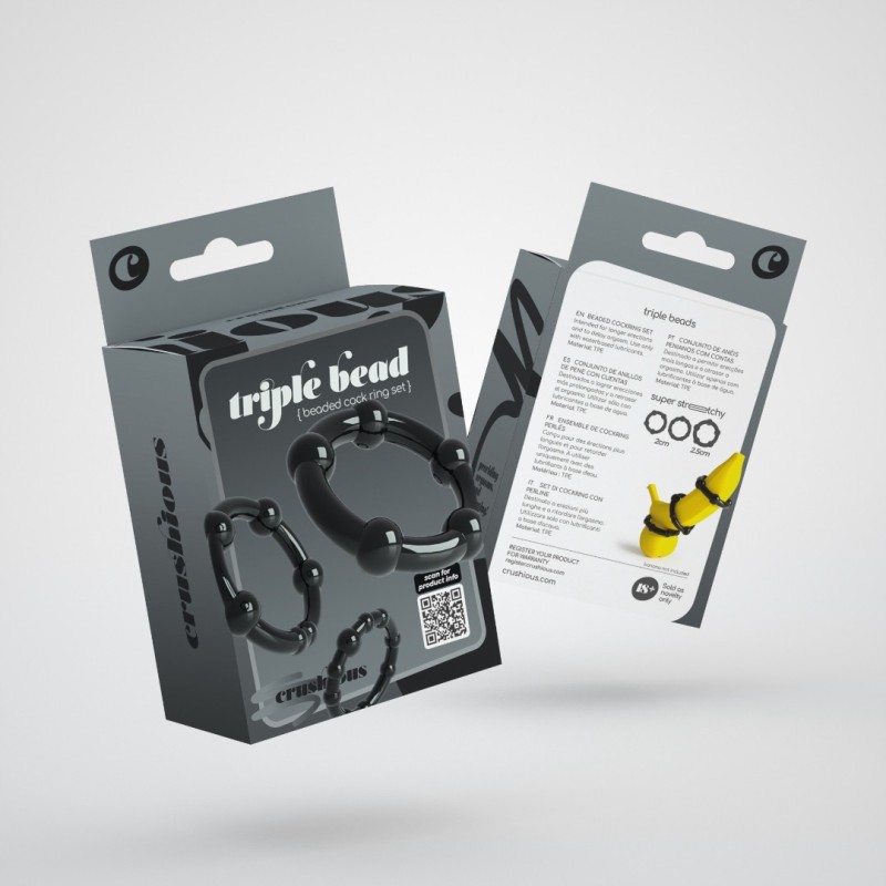  Δαχτυλίδια Πέους Σετ Crushious Triple Bead 3 τμχ Μαύρα