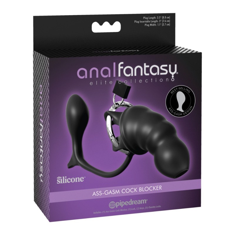Anal Fantasy Cock Blocker with Plug Anal Fantasy Ass-Gasm Black Cock Cages