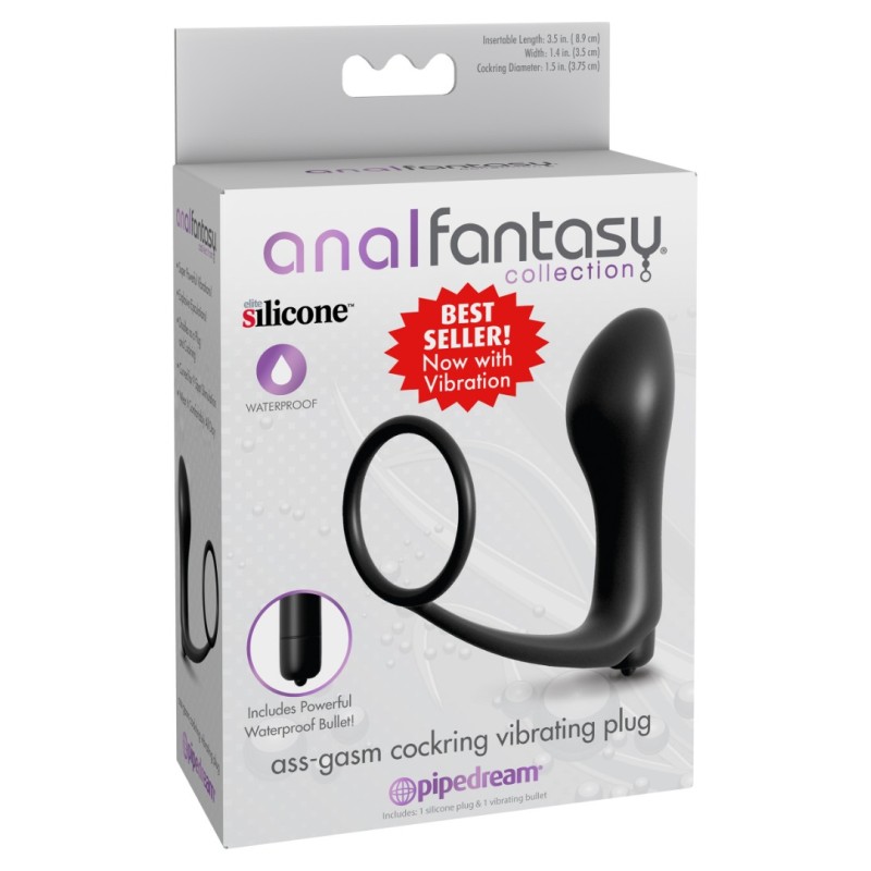Anal Fantasy Cockring with Vibrating Plug Ass-Gasm Black Prostate Stimulators