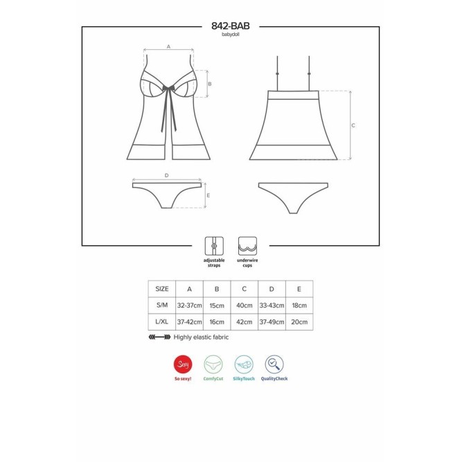 Obsessive Babydoll & Στρινγκ Obsessive 860-CHE Λευκό Babydolls