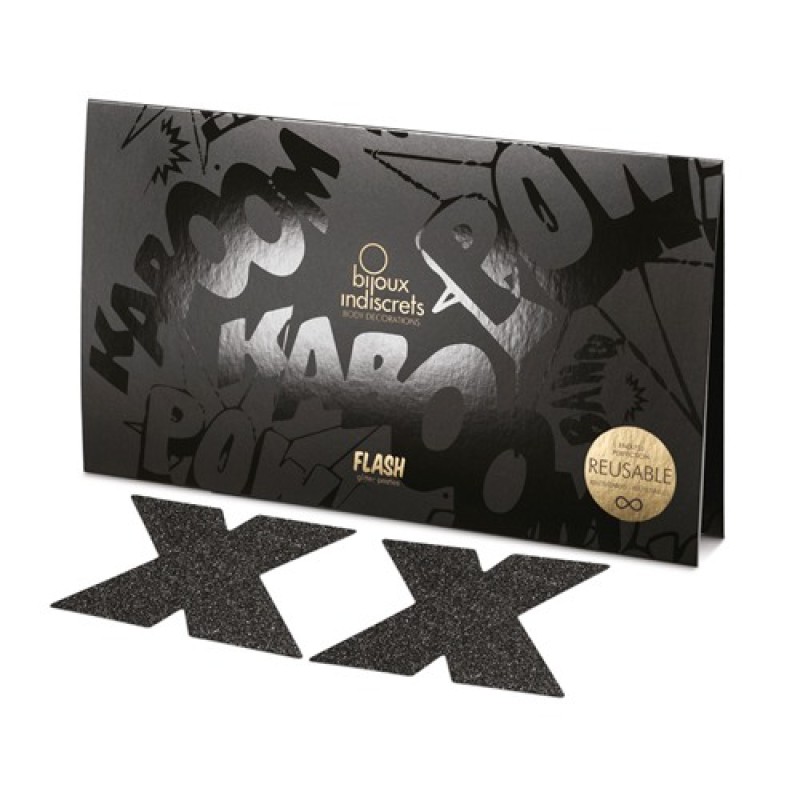 Bijoux Indiscrets Αυτοκόλλητα Θηλών Bijoux Indiscrets Flash Cross Μαύρα Διακοσμητικά Θηλών