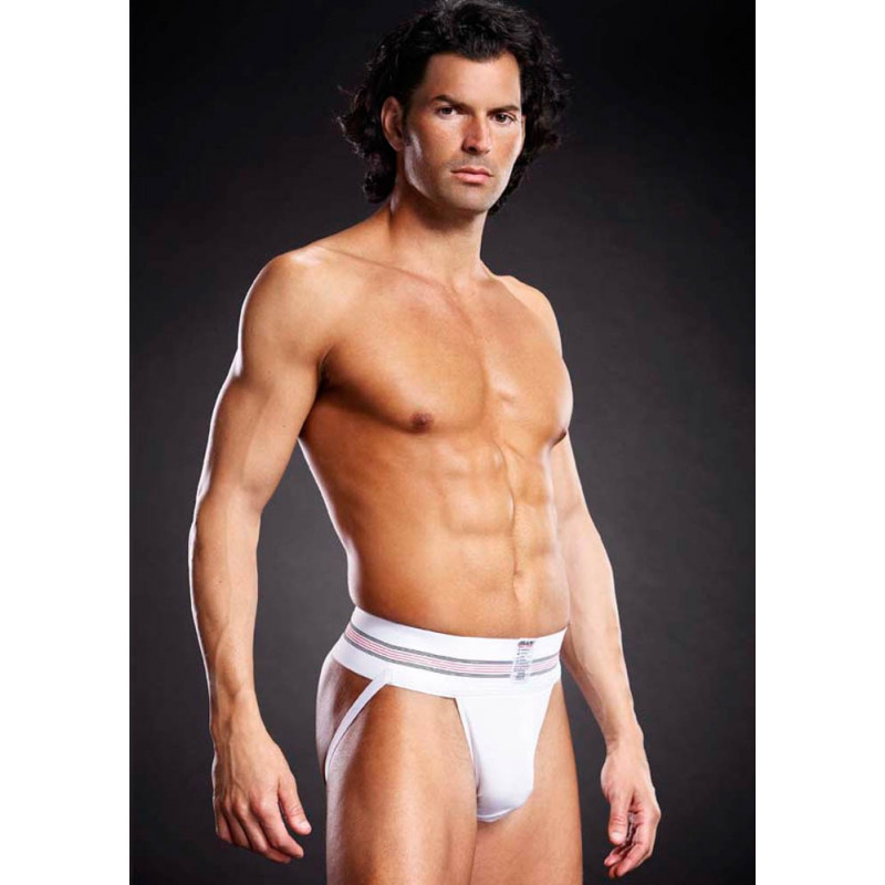 Mens Microfiber Jockstrap Blue Line White Blue Line Mens Microfiber Jockstrap Blue Line White Jockstraps