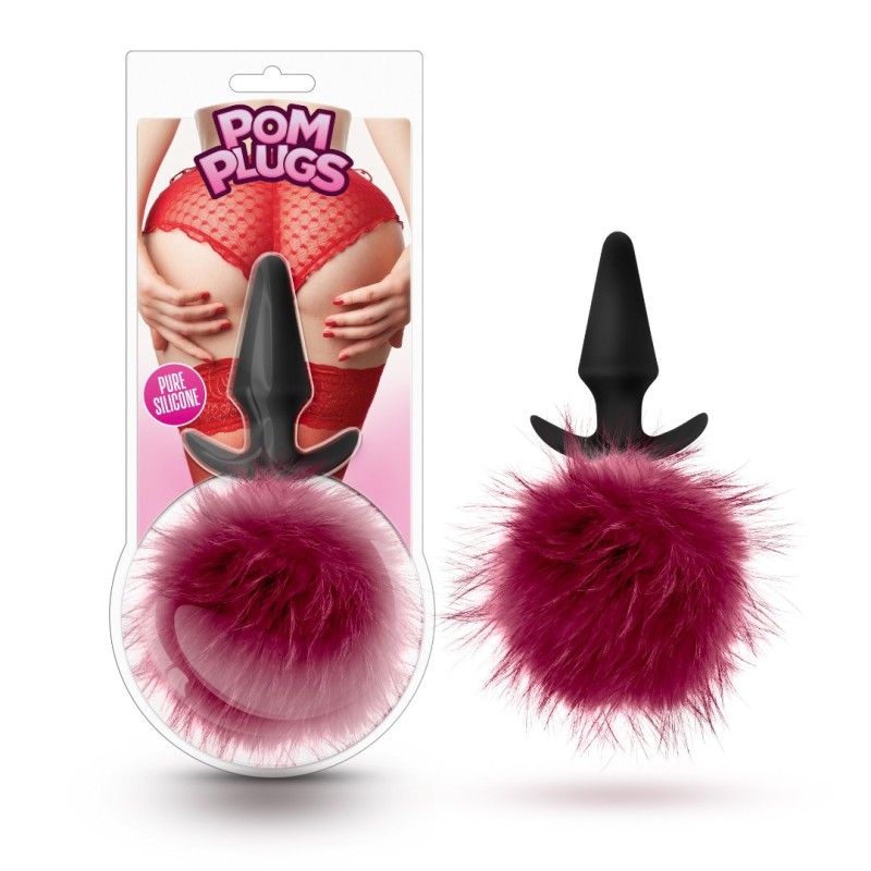 Blush Πρωκτική Σφήνα Blush Fur Pom Pom Μπορντό Σφήνες χωρίς δόνηση