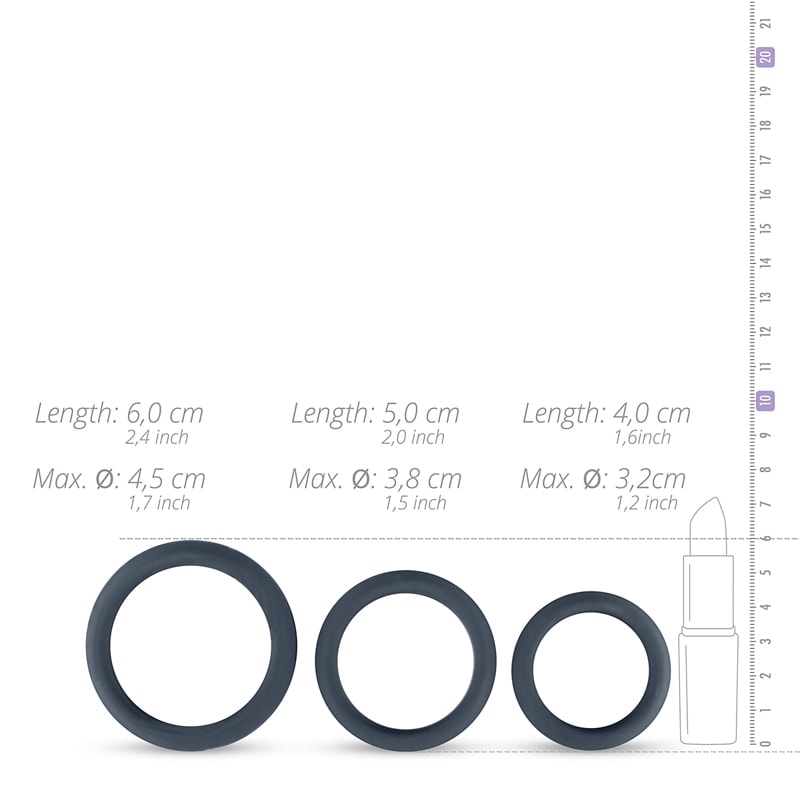 Boners 3 Ring Kit Boners Flat Gray Cock Rings