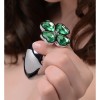Booty Sparks Butt Plug With Jewel Booty Sparks Lucky Clover Silver/Green Non-Vibrating butt plugs