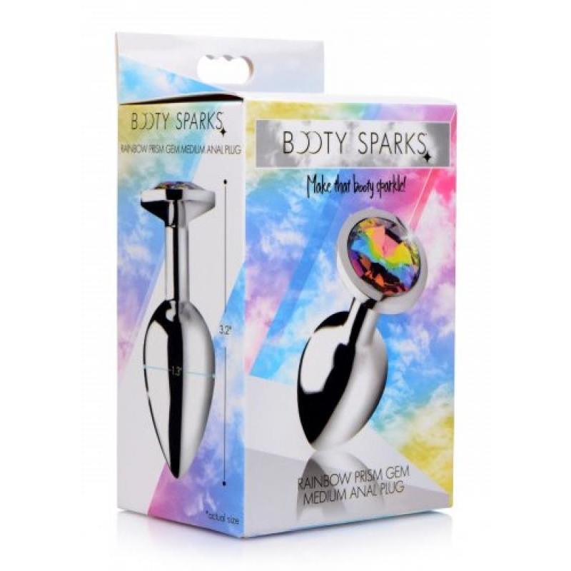 Booty Sparks Πρωκτική Σφήνα Με Κόσμημα Booty Sparks Medium Rainbow Σφήνες χωρίς δόνηση