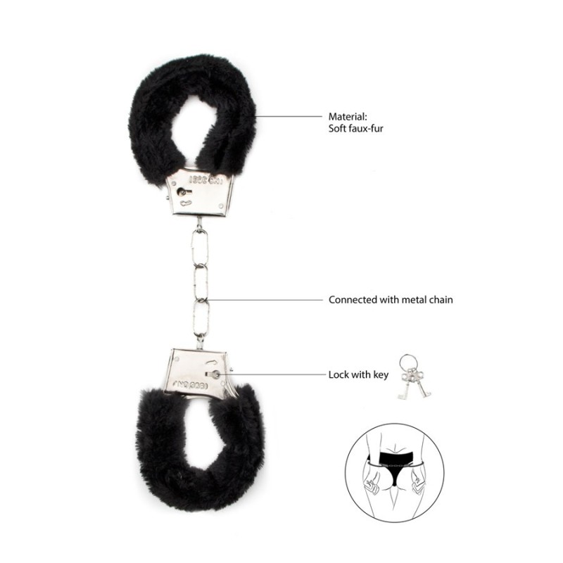 Shots Toys Furry Handcuffs Shots Black Metal handcuffs
