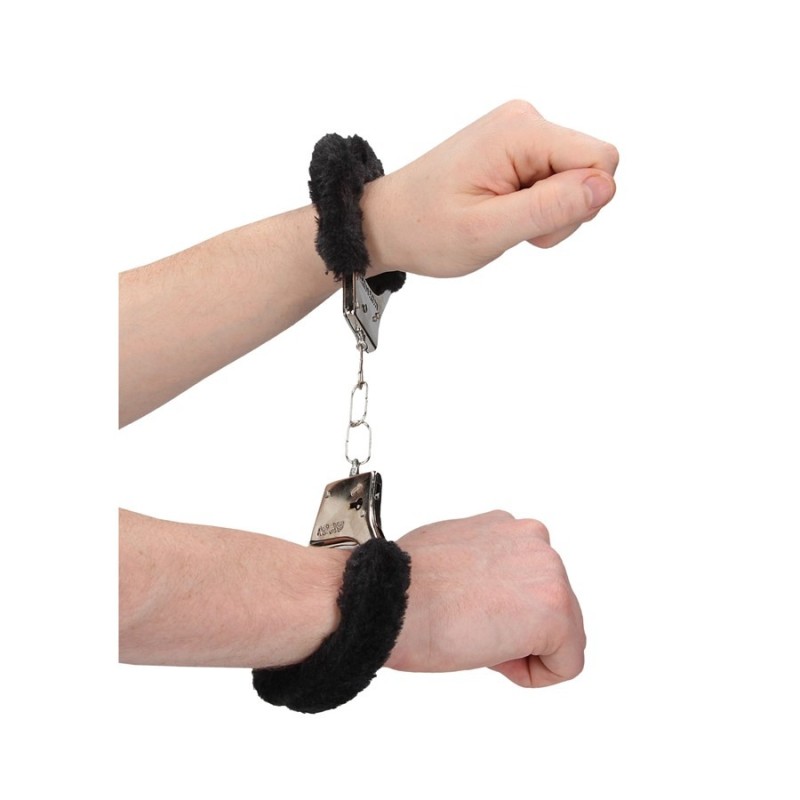 Shots Toys Furry Handcuffs Shots Black Metal handcuffs
