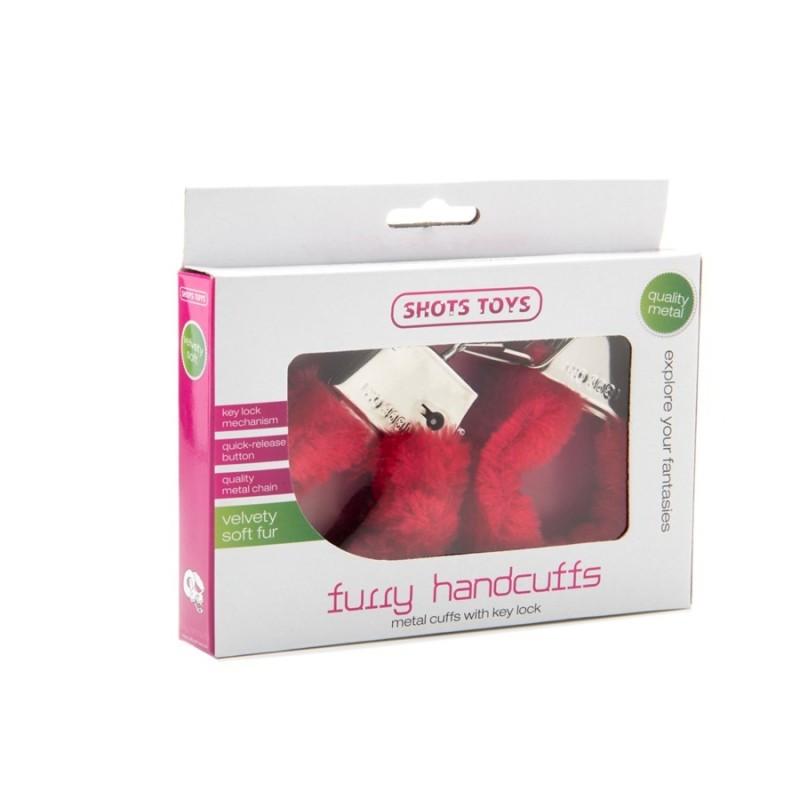 Shots Toys Furry Handcuffs Shots Bordeaux Metal handcuffs