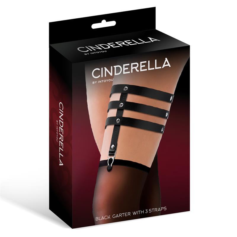 Cinderella Garter Cinderella with 3 Straps Black Garters & Garter Belts