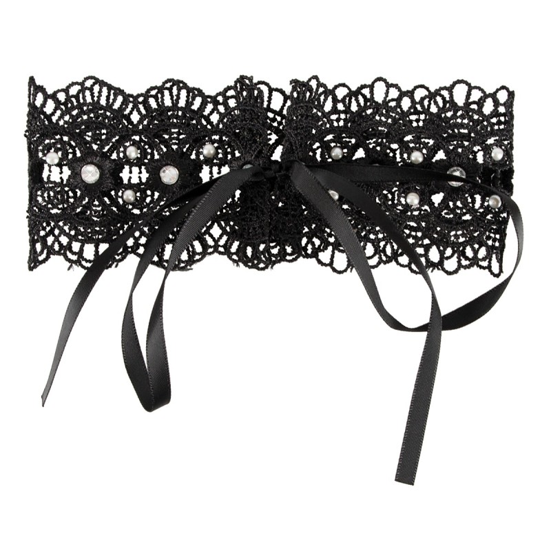 Embroidered Choker With Rhinestones Cottelli Collection Black Cottelli Collection Embroidered Choker With Rhinestones Cottelli Collection Black Chokers & Hairbands