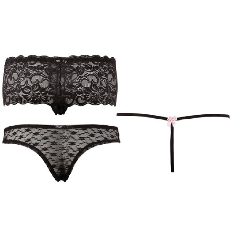 Cottelli Collection Sexy Panty Set of 3 Cottelli Collection Black Strings