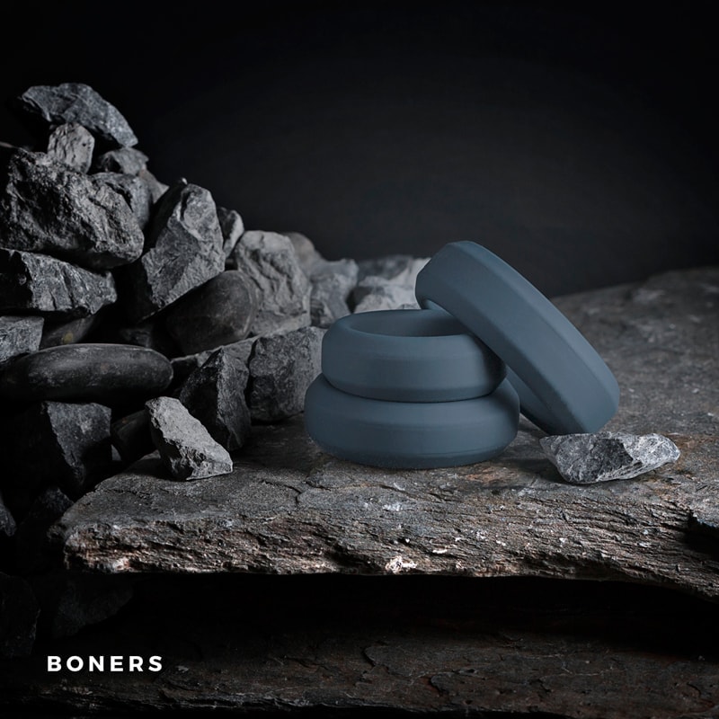 Boners Δαχτυλίδια Πέους Σετ Boners Flat 3 τμχ Γκρι Δαχτυλίδια Πέους
