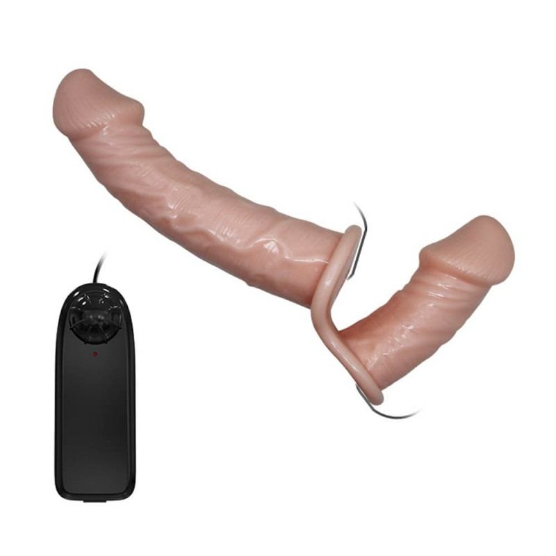 Baile Δονούμενο Διπλό Strap-on Ultra Passionate Dual Motor Baile Μπεζ Γυναικεία Strap-On