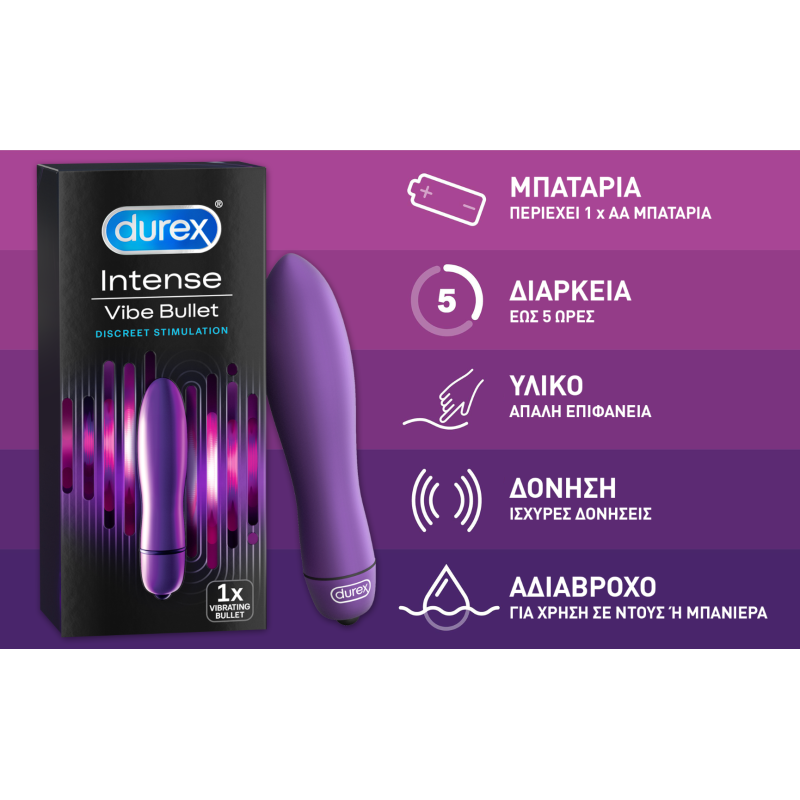 Bullet Vibrator Durex Pure Pleasure 9cm Purple Durex Bullet Vibrator Durex Pure Pleasure 9cm Purple Bullet