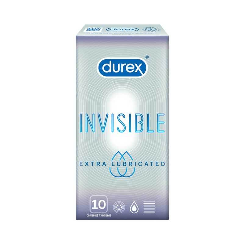 Durex Προφυλακτικά Λεπτά Durex Invisible Extra Lubricated 10τμχ Προφυλακτικά