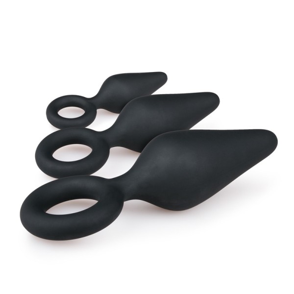 Πρωκτικές Σφήνες Easytoys With Pull Ring Μαύρο