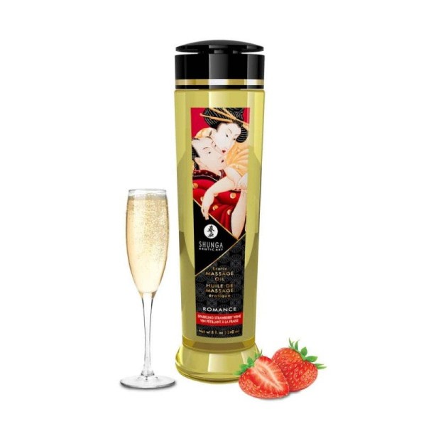 Ερωτικό Λάδι Μασάζ Shunga Sparkilng Strawberry Wine 240ml
