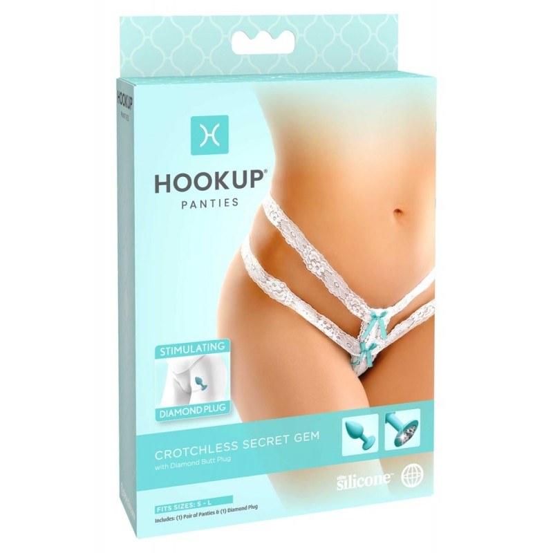 Panty Plug Pipedream Crotchless Secret Gem White Pipedream Panty Plug Pipedream Crotchless Secret Gem White Non-Vibrating butt plugs