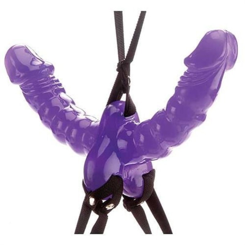 Fetish Fantasy Series Double Strap-On Dildo Fetish Fantasy Series 15cm Purple Double