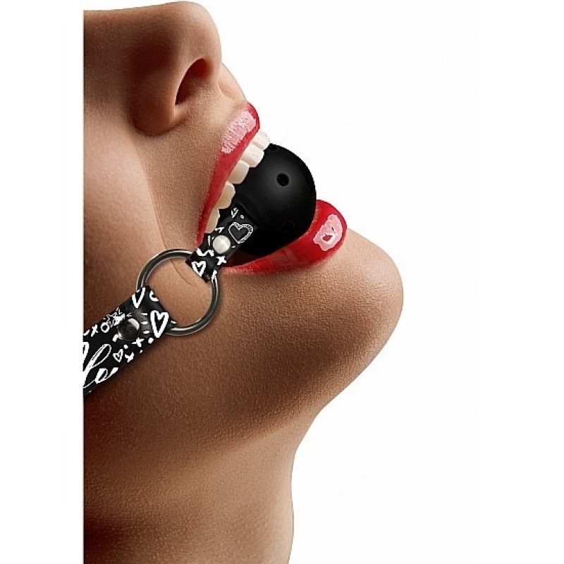 Ouch! Breathable Ball Gag Ouch Love Street Art Fashion Black Ball Gags