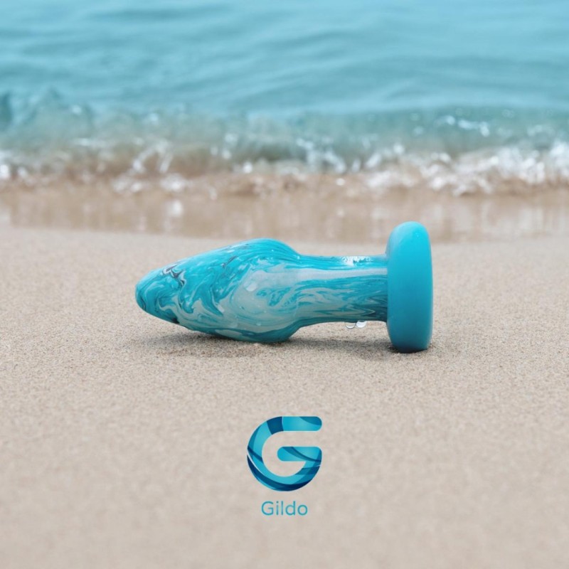 Gildo Γυάλινη Πρωκτική Σφήνα Gildo Ocean Curl Μπλε Σφήνες χωρίς δόνηση