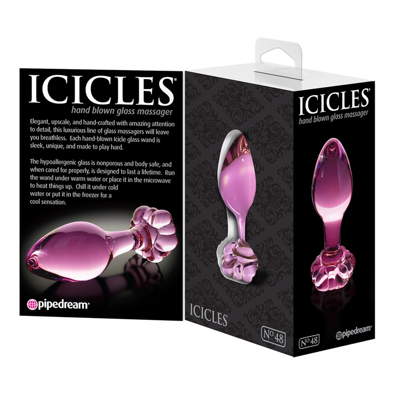 Pipedream Γυάλινη Πρωκτική Σφήνα Icicles No. 48 Ροζ Σφήνες με κόσμημα