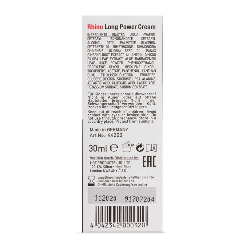 Hot Delay Cream Hot Rhino Long Power 30ml Delay