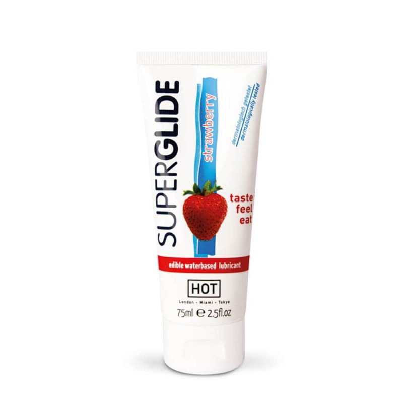 Λιπαντικό Νερού Με Γεύση Φράουλα HOT Superglide 75ml Hot Λιπαντικό Νερού Με Γεύση Φράουλα HOT Superglide 75ml Νερού