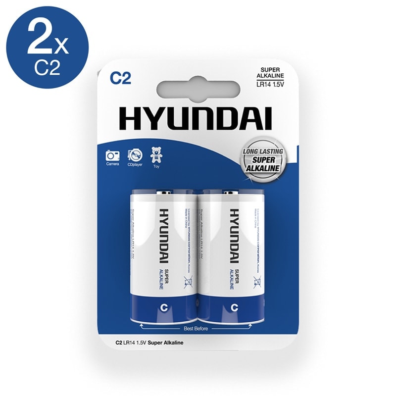 Hyundai Batteries Hyundai  Super Alkaline C 2pcs Batteries