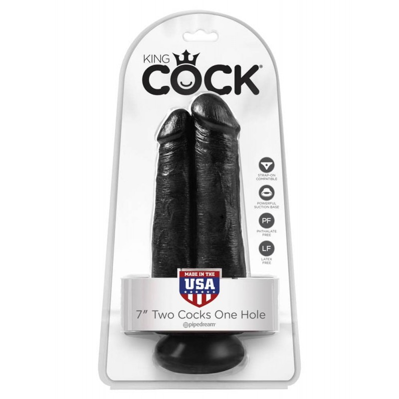 King Cock Double Dildo King Cock Two Cocks One Hole 18cm Black Double