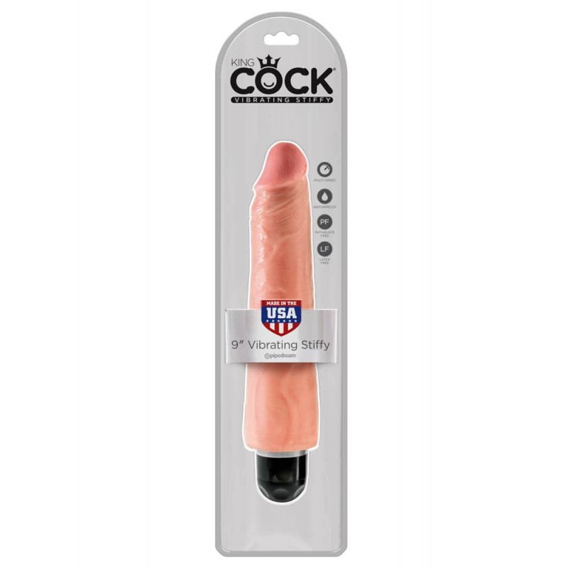 King Cock Ρεαλιστικός Δονητής King Cock Vibrating Stiffy 23cm Μπεζ Ρεαλιστικοί