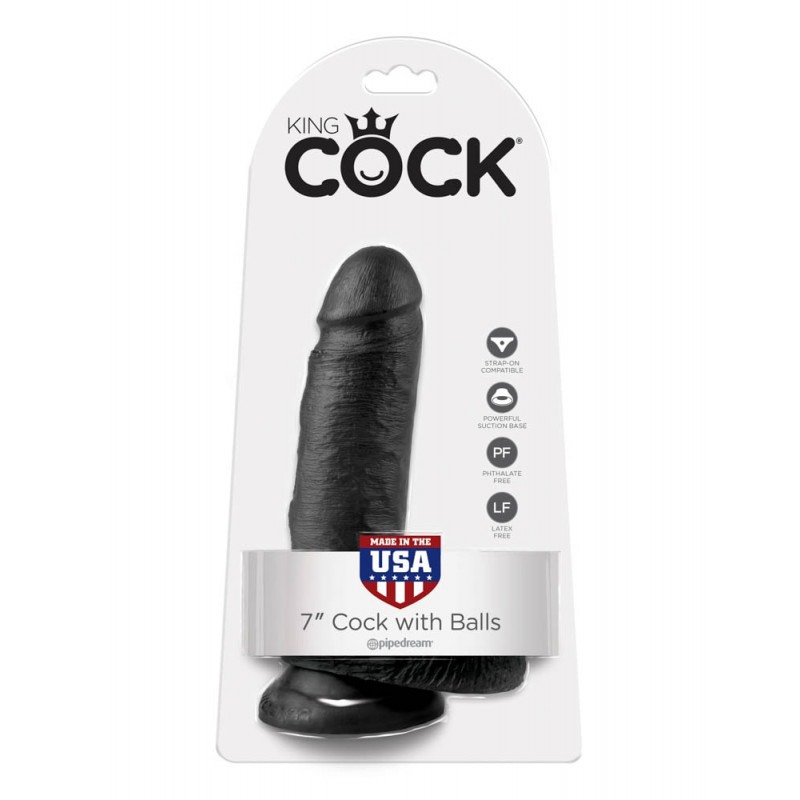 King Cock Ρεαλιστικό Dildo King Cock Με Όρχεις 18cm Μαύρο Ρεαλιστικά