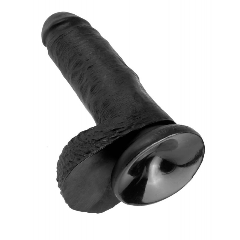 King Cock Ρεαλιστικό Dildo King Cock Με Όρχεις 18cm Μαύρο Ρεαλιστικά