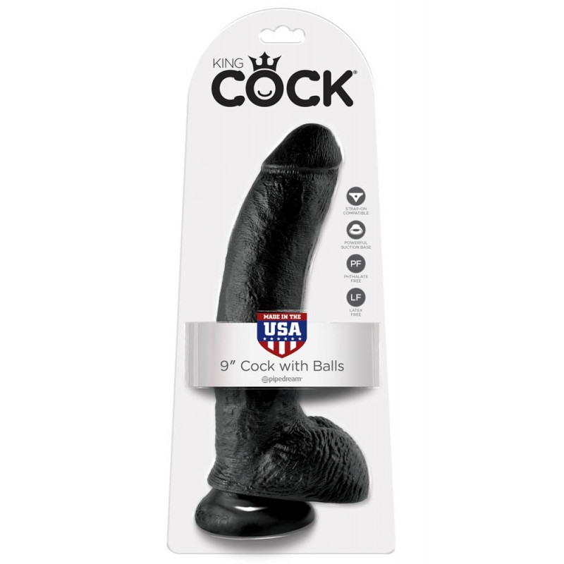 King Cock Realistic Dildo King Cock With Balls 23cm Black Realistic