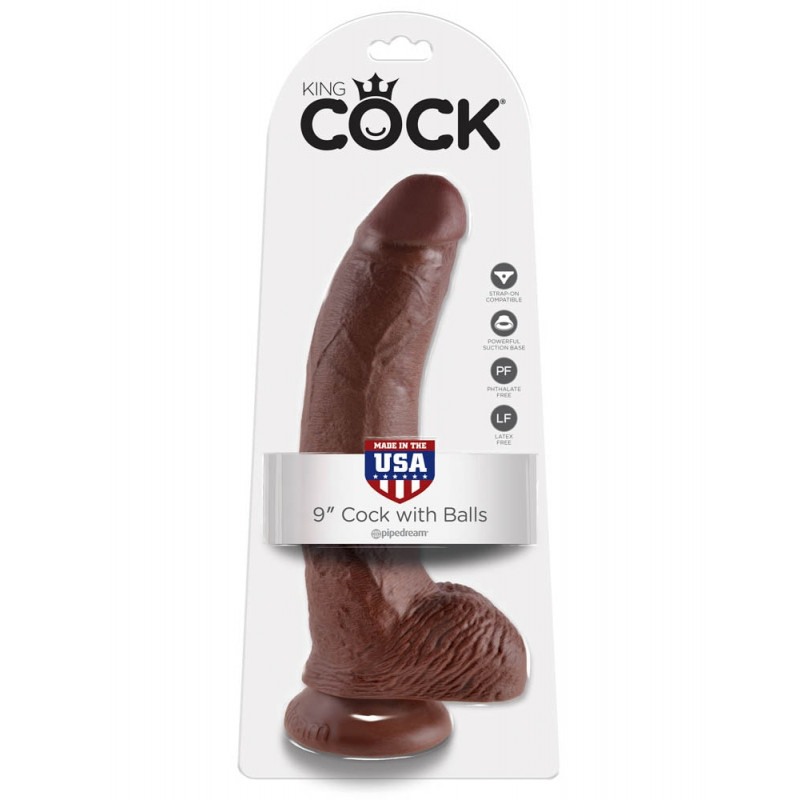 King Cock Ρεαλιστικό Dildo King Cock Με Όρχεις 23cm Καφέ Ρεαλιστικά