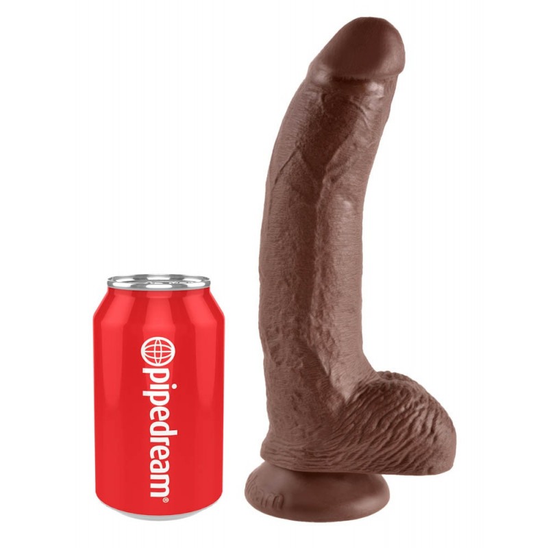 King Cock Ρεαλιστικό Dildo King Cock Με Όρχεις 23cm Καφέ Ρεαλιστικά