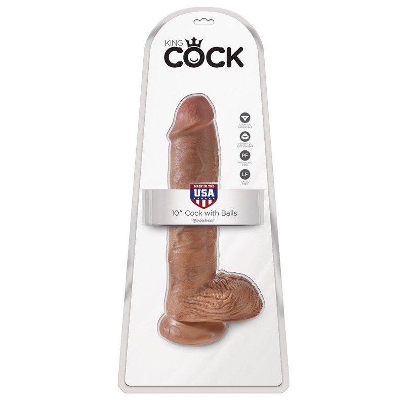 King Cock Realistic Dildo King Cock With Balls 25cm Tan Realistic
