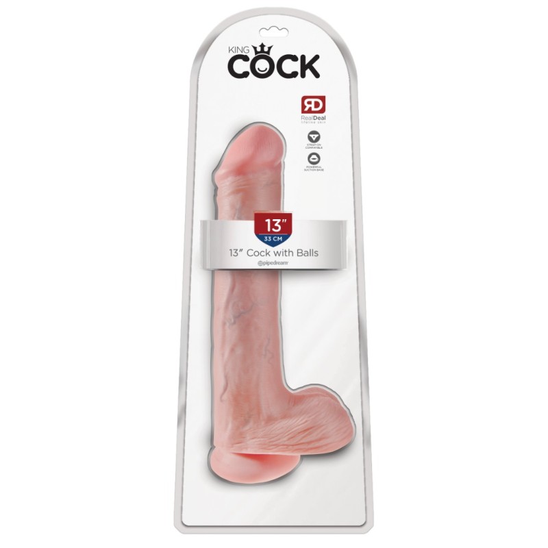 King Cock Ρεαλιστικό Dildo King Cock Με Όρχεις 33cm Μπεζ Ρεαλιστικά