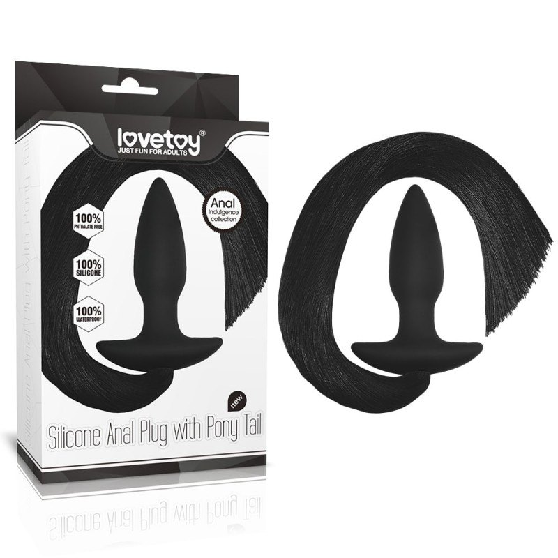 Lovetoy Πρωκτική Σφήνα με Ουρά Lovetoy Μαύρη Σφήνες χωρίς δόνηση