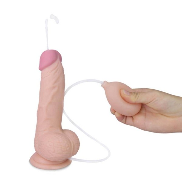 Realistic Dildo With Balls Lovetoy Soft Ejaculation 20.3cm Nude